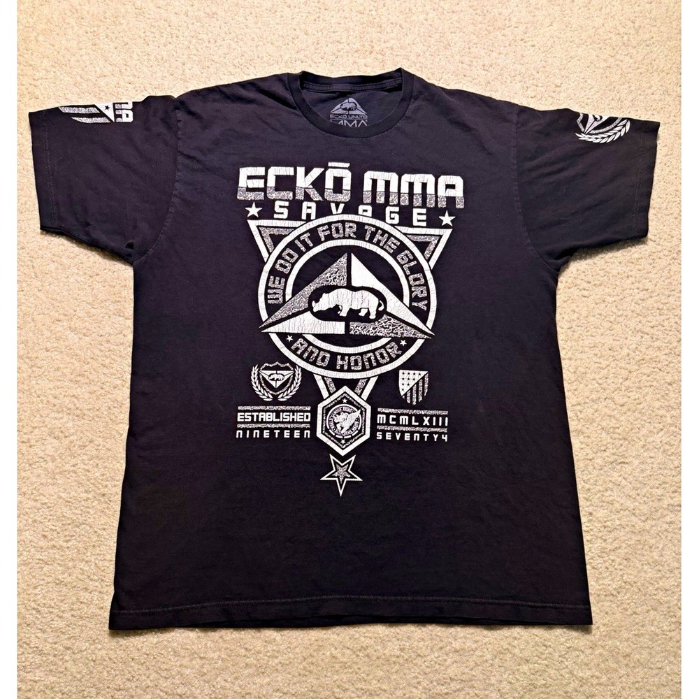 Ecko Unltd MMA Savage T Shirt XL Black Rhino Fight Y2K Streetwear Graphic